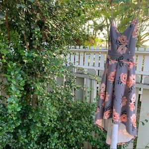 Charlotte Russe gray and pink floral high low dress 🤍